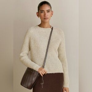 Poetry Alpaca Silk Knit Sweater XS Capsule Quiet Luxury UK 8 Neutral Coastal